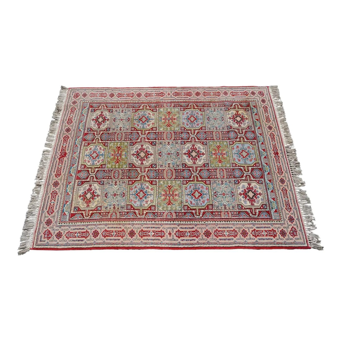 64 x 84 Hand Woven Turkish Pattern Rug Red Textile (1 of 7)