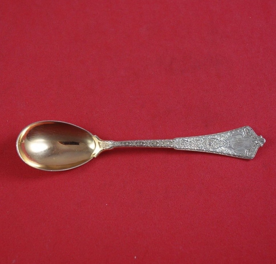 Tiffany & Co Persian Sterling Silver Egg Spoon Rose Gold 4 7/8" Monogrammed (1 of 2)