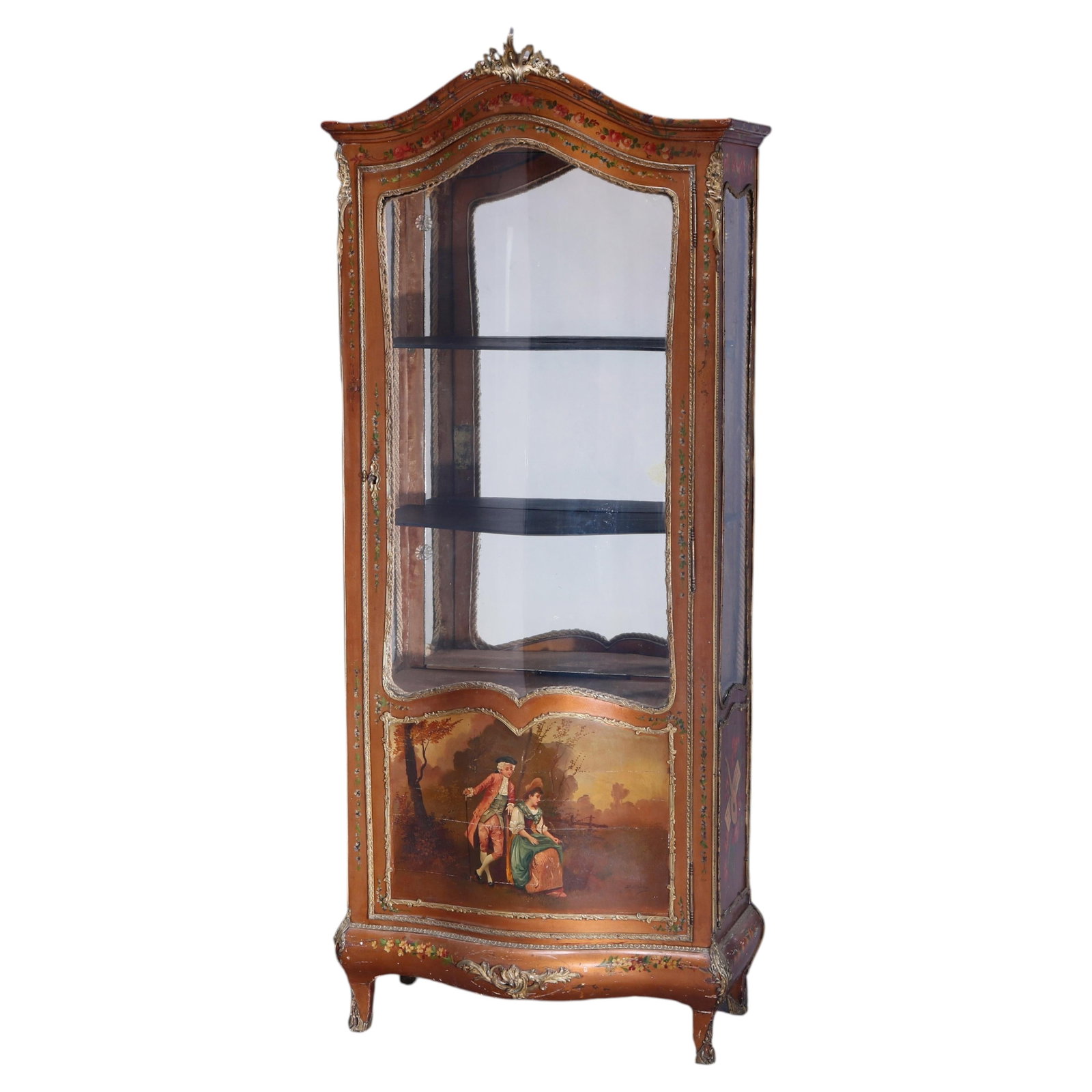 French Louis XIV Style Vernis Martin Ormolu Glass Vitrine circa 1890 (1 of 12)