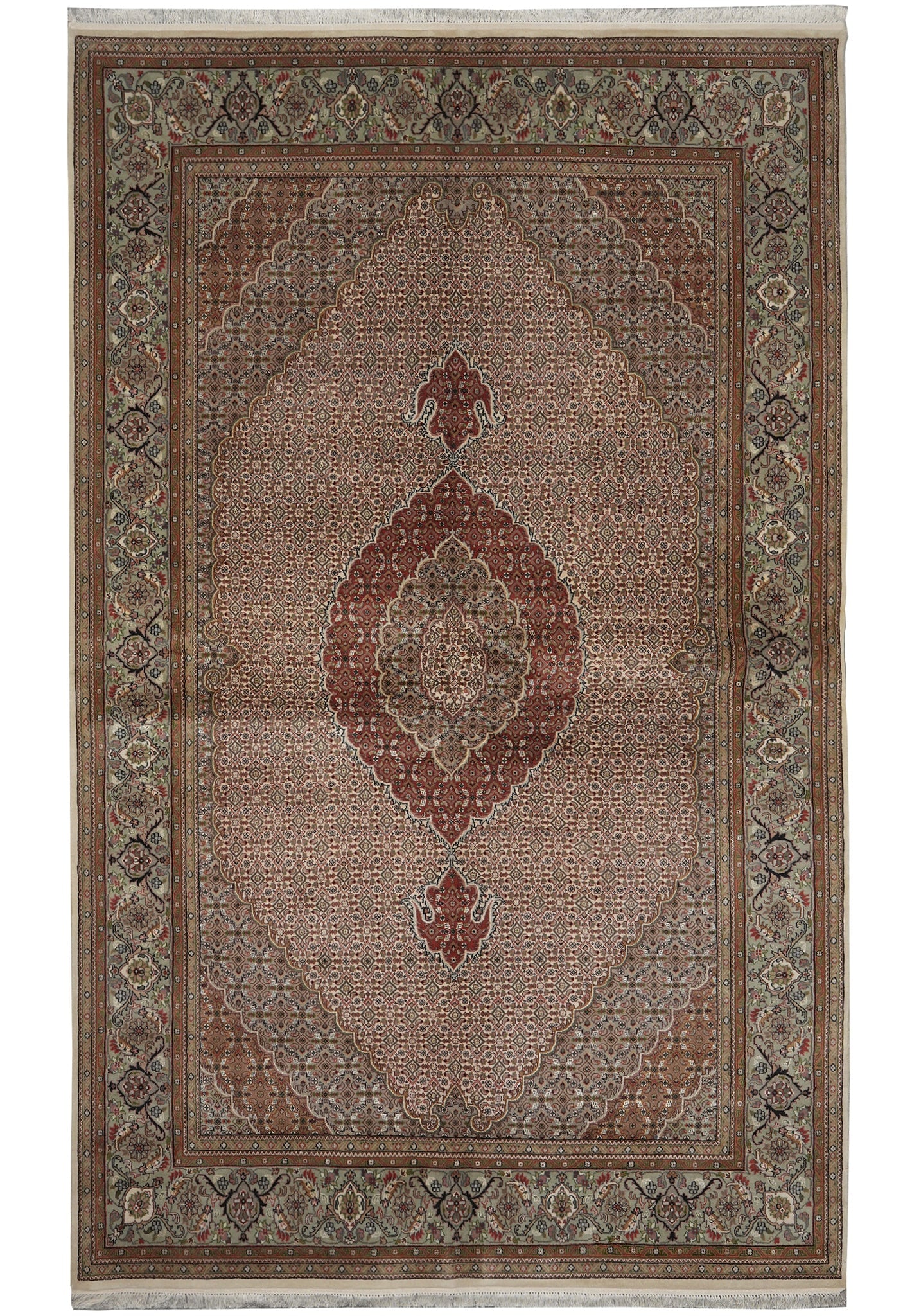 6.7 x 10.3 Persian Tabriz Herati Mahi Wool Silk Hand-Knotted Rug (1 of 15)