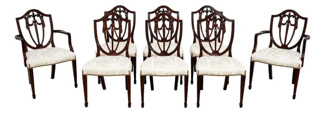 8 Mahogany Kindel Shield Back Dining Chairs Set of 8 (1 of 10)