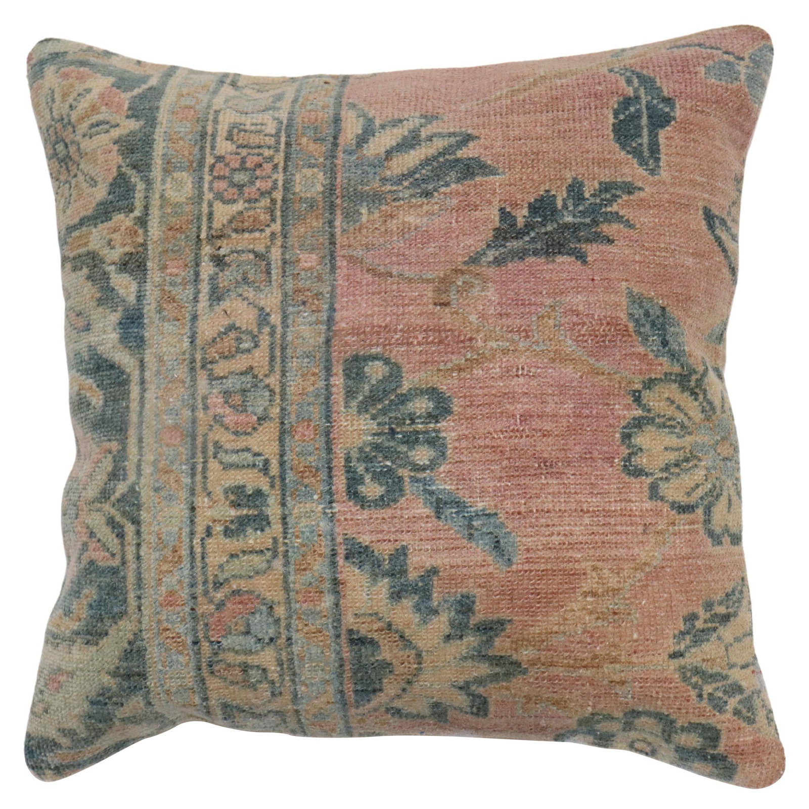 Vintage Tabriz Style Persian Rug Pillow 19x19 in: Vintage Tabriz Style Persian Rug Pillow 19x19 in Enhance your home decor with this exquisite Traditional Persian Square Rug Pillow, a perfect blend of style and comfort. Crafted from a Persian Lilihan