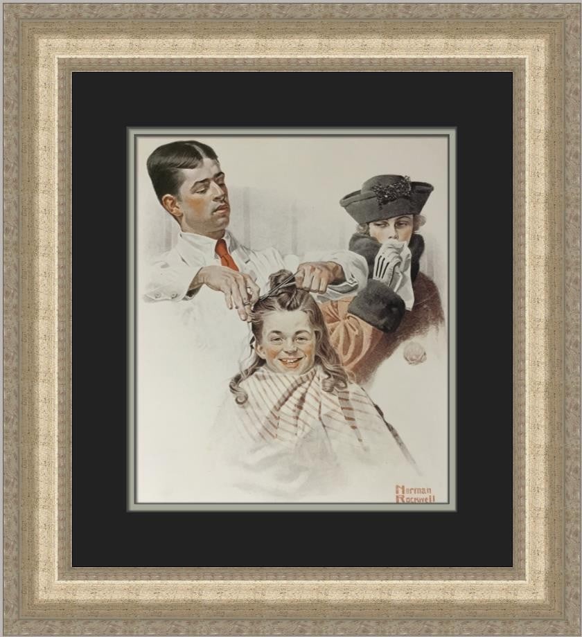 Norman Rockwell The Haircut Custom Framed Art Print 21x19: Norman Rockwell The Haircut Custom Framed Art Print 21x19 This exquisite custom framed print titled "The Haircut" by renowned artist Norman Rockwell is a stunning piece of Americana art. Created in 19