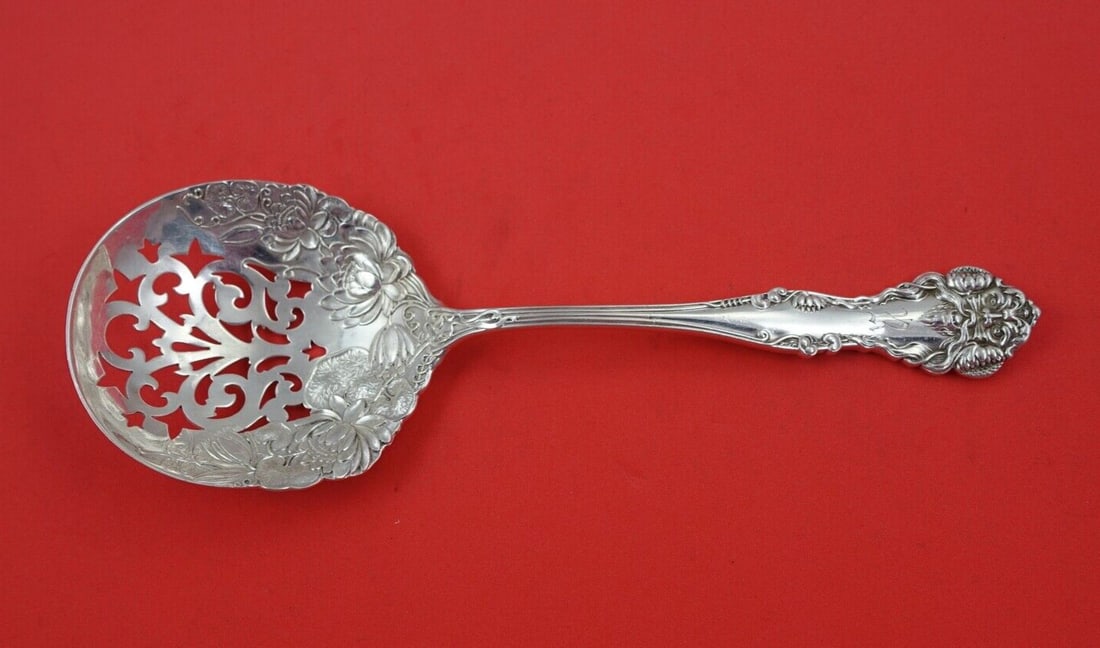 International Silver Cleone Sterling Silver Pierced Spoon 8 1/4" Greek Mythology (1 of 2)