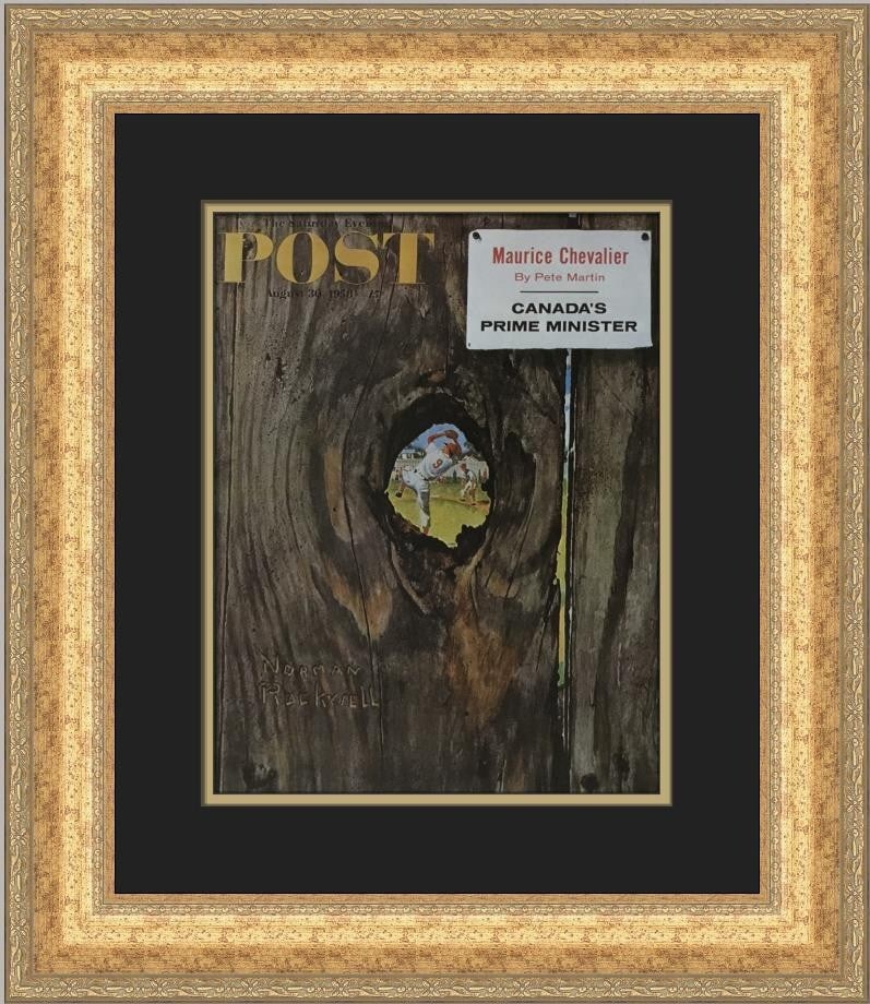 Norman Rockwell Knothole Baseball Custom Framed Print 21x18: Norman Rockwell Knothole Baseball Custom Framed Print 21x18 Celebrate the charm of Americana with this stunning custom framed print titled "Knothole Baseball" by renowned artist Norman Rockwell. This 