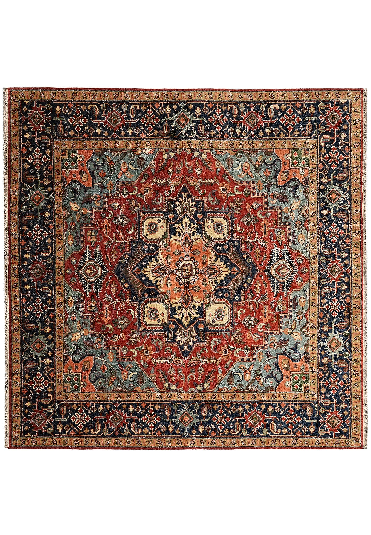 10 x 10 Feet Square Serapi Wool Handmade Rug Persian Design: 10 x 10 Feet Square Serapi Wool Handmade Rug Persian Design Free continental US Shipping This 10 x 10 feet square handmade Serapi rug is crafted from high-quality wool and features classic Persian-ins