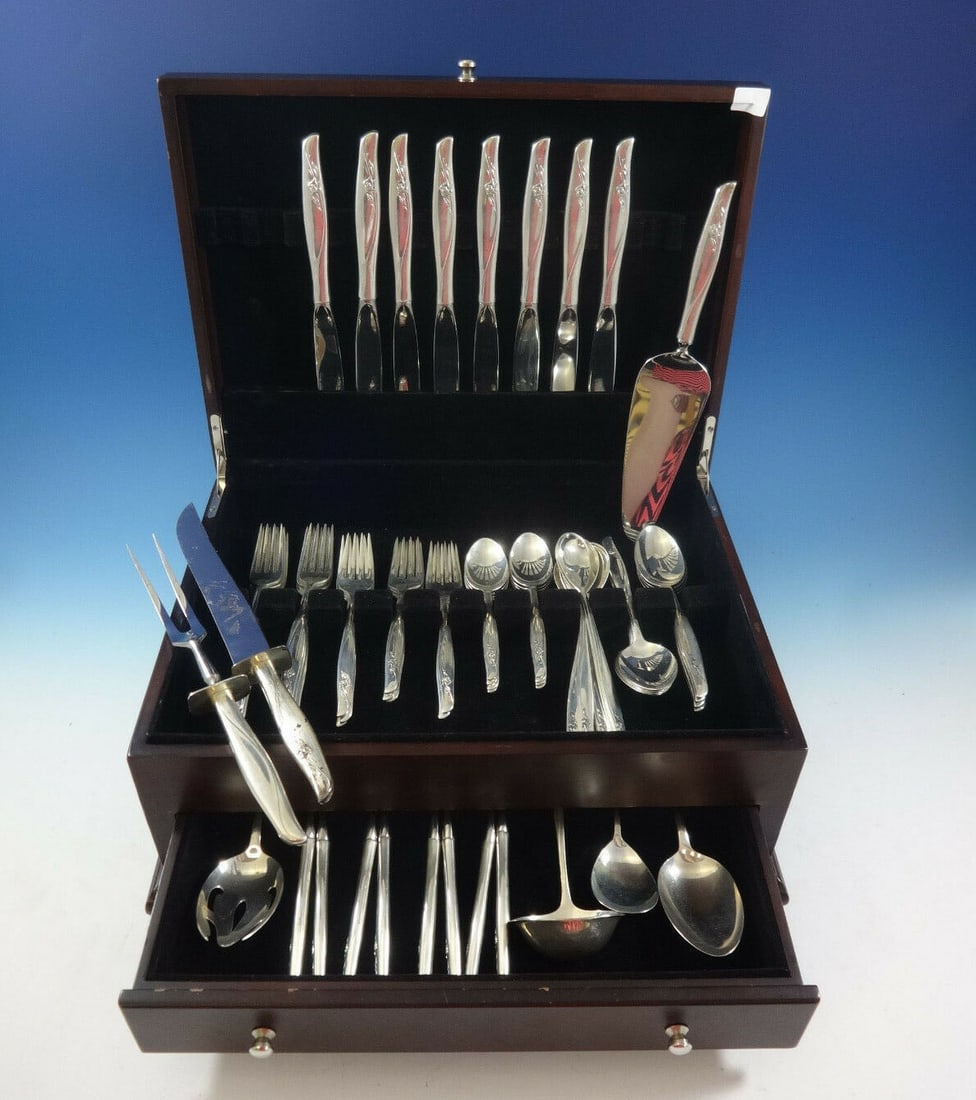 Gorham Sea Rose Sterling Silver 63 Piece Flatware Service for 8 (1 of 8)