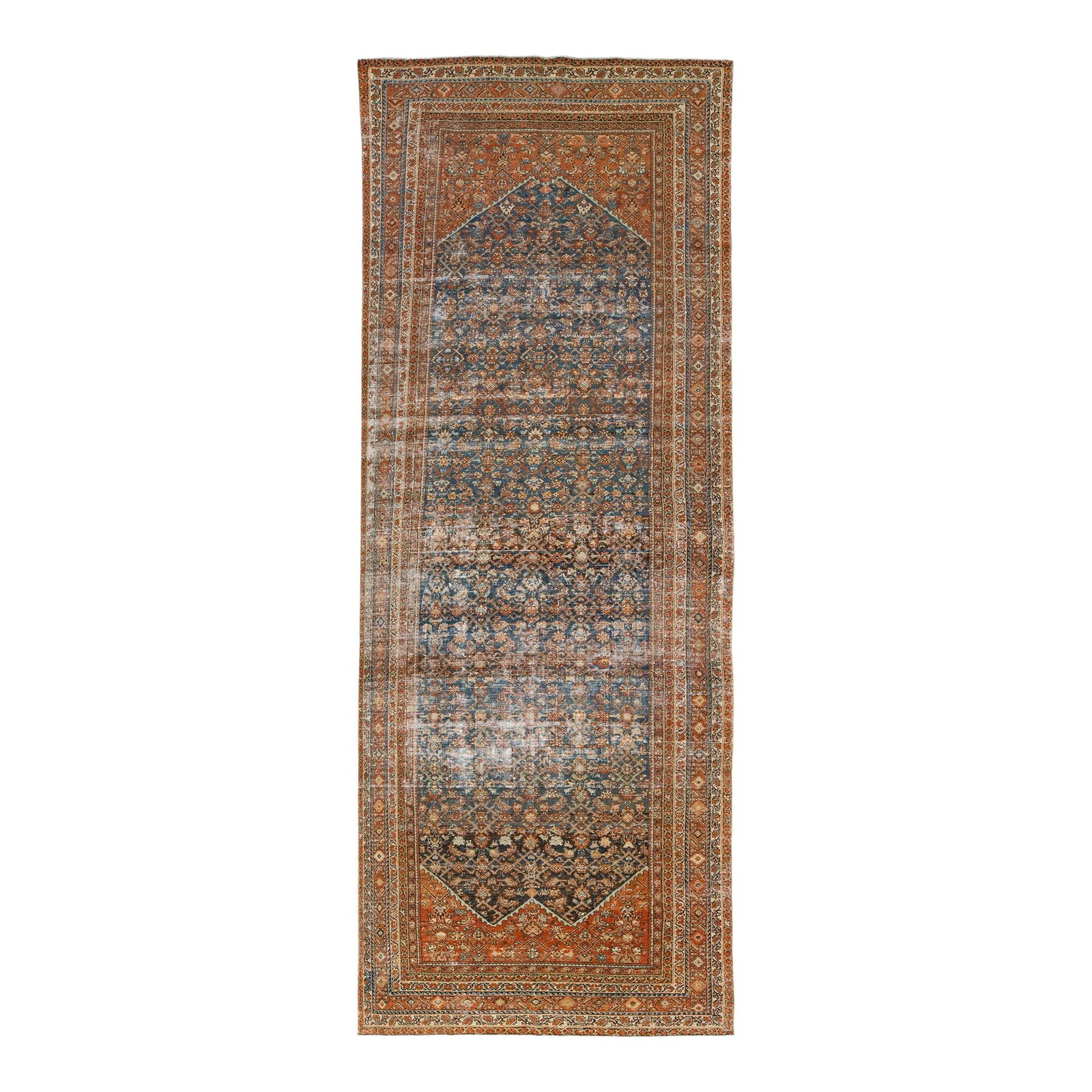 Antique Persian Malayer Wool Runner 5'9 x 15'8 Floral Design: Antique Persian Malayer Wool Runner 5'9 x 15'8 Floral Design This exquisite early 20th-century Persian Malayer runner rug features a stunning hand-knotted wool construction. The vibrant blue field is 