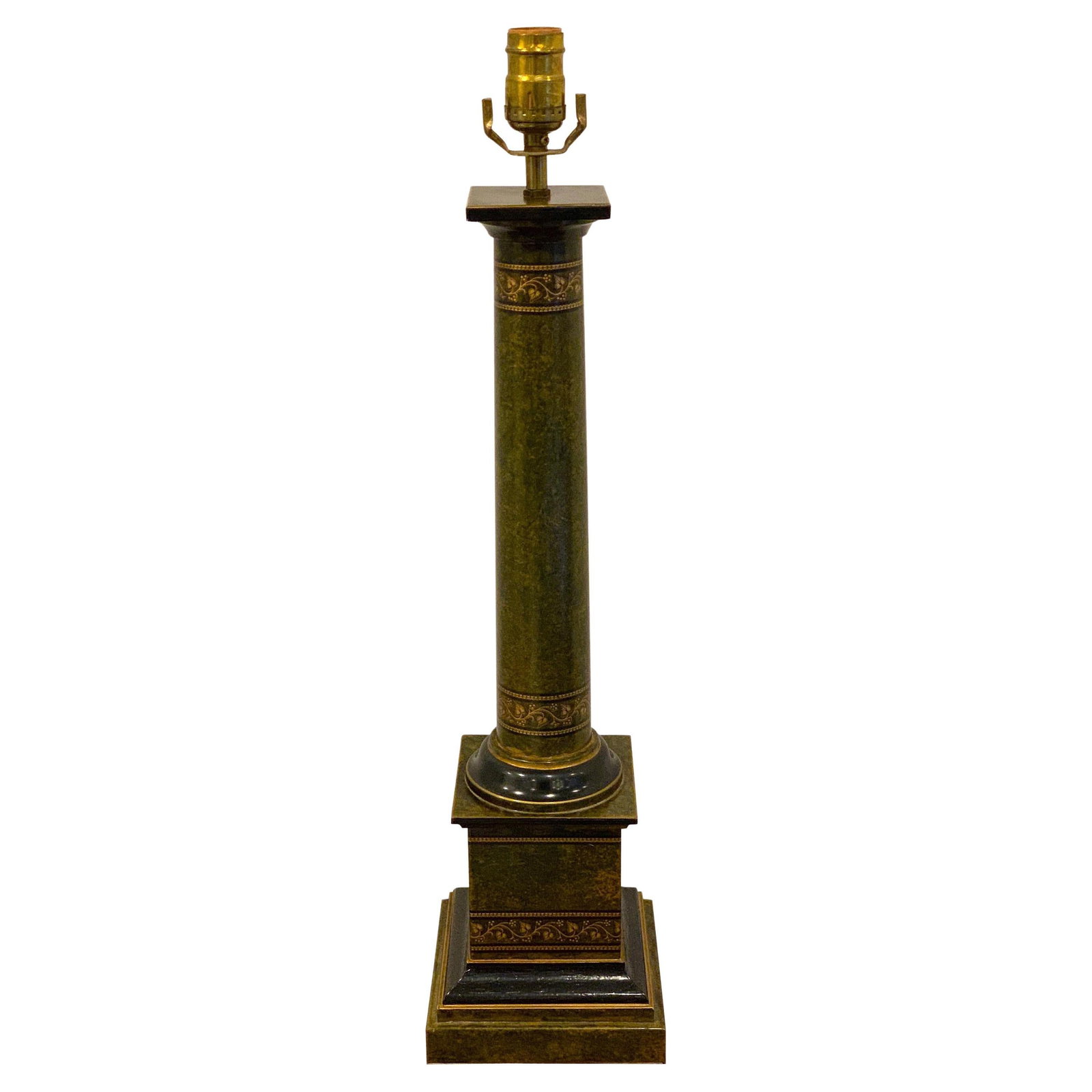 1960s Regency Polychromed Tole Column Lamp from England (1 of 6)