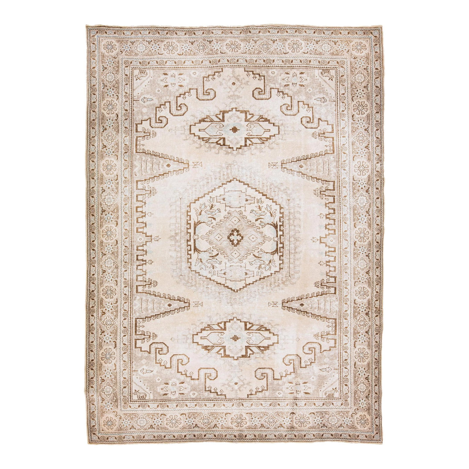 1960s Vintage Persian Hand-Knotted Wool Rug 7 x 9'10 Beige Medallion: 1960s Vintage Persian Hand-Knotted Wool Rug 7 x 9'10 Beige Medallion Add a touch of elegance to your home with this exquisite vintage Persian handmade wool rug. Featuring a classic beige field, this h