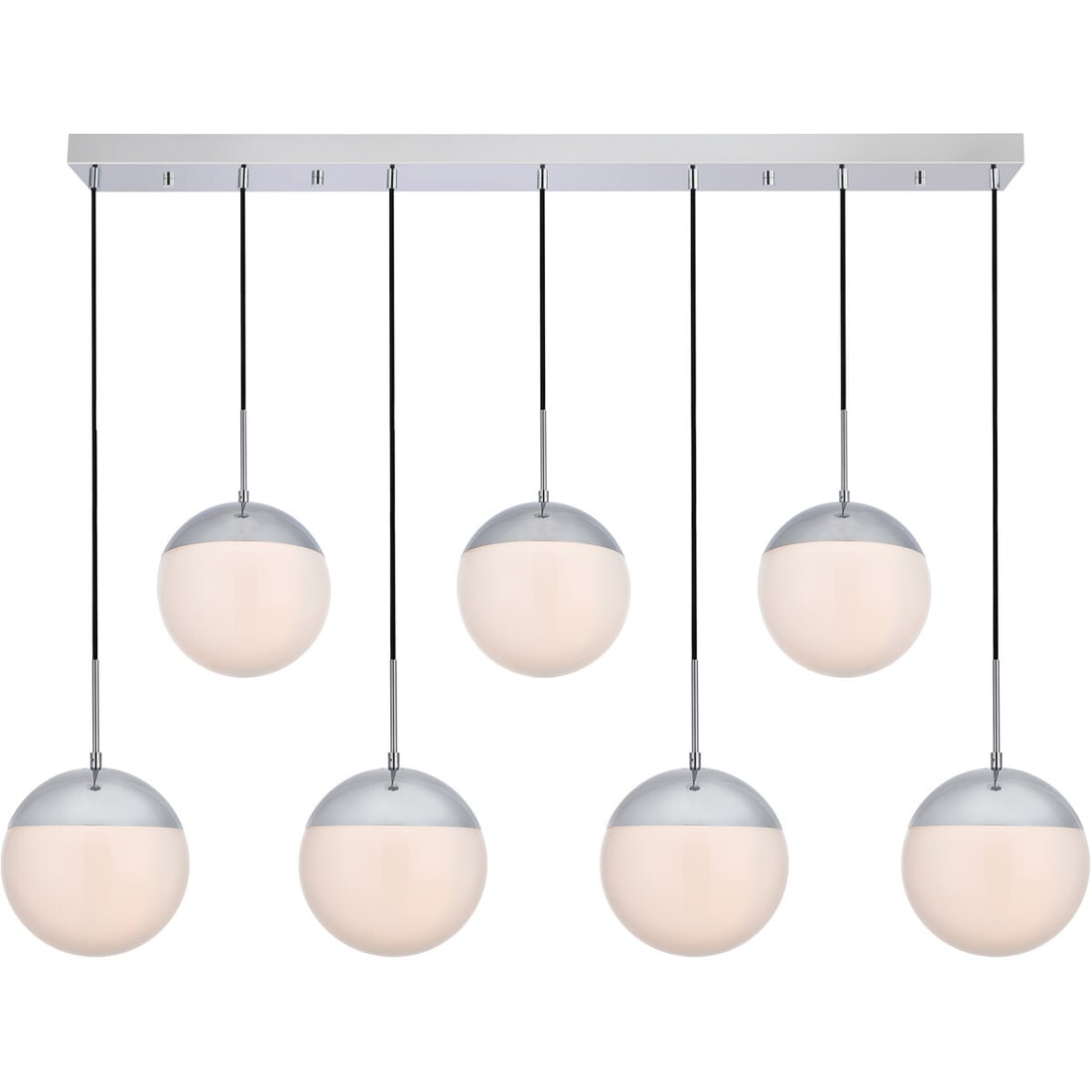 Eclipse 7-Light Chrome Frosted Glass Pendant Fixture 54 Inch (1 of 12)