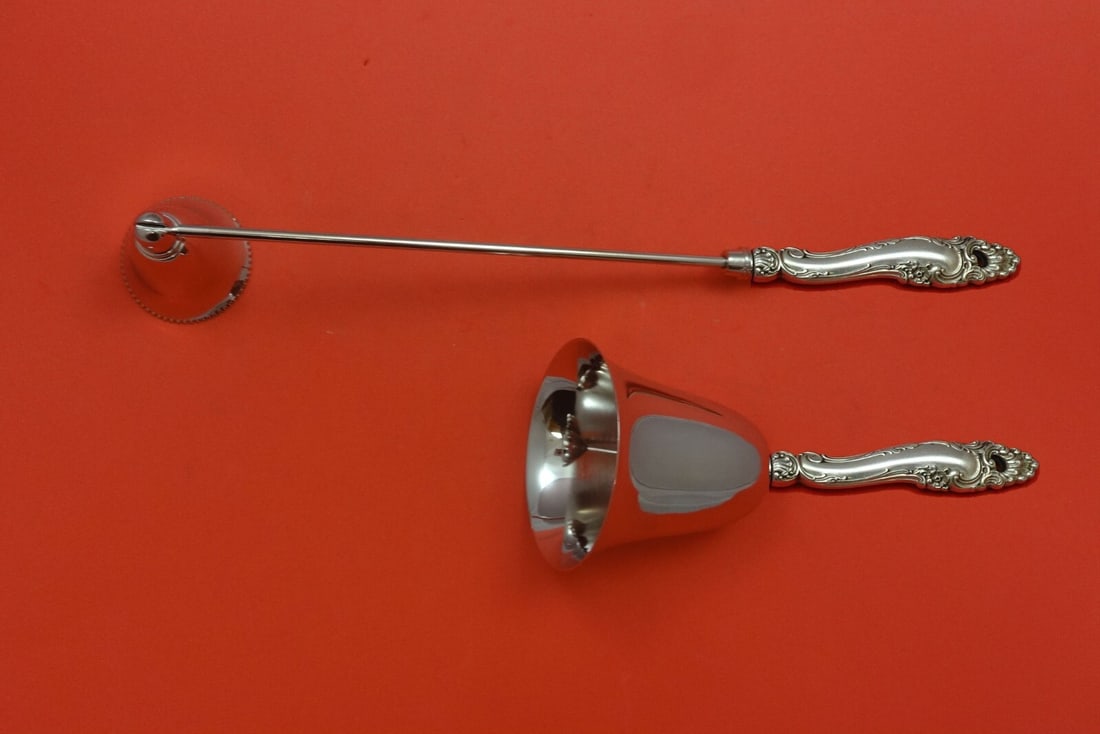 Gorham Decor Sterling Silver Hostess Set 2pc Dinner Bell Candle Snuffer: Gorham Decor Sterling Silver Hostess Set 2pc Dinner Bell Candle Snuffer Enhance your dining experience with this exquisite 2-piece Hostess Set from Gorham's Decor pattern. Crafted from high-quality st