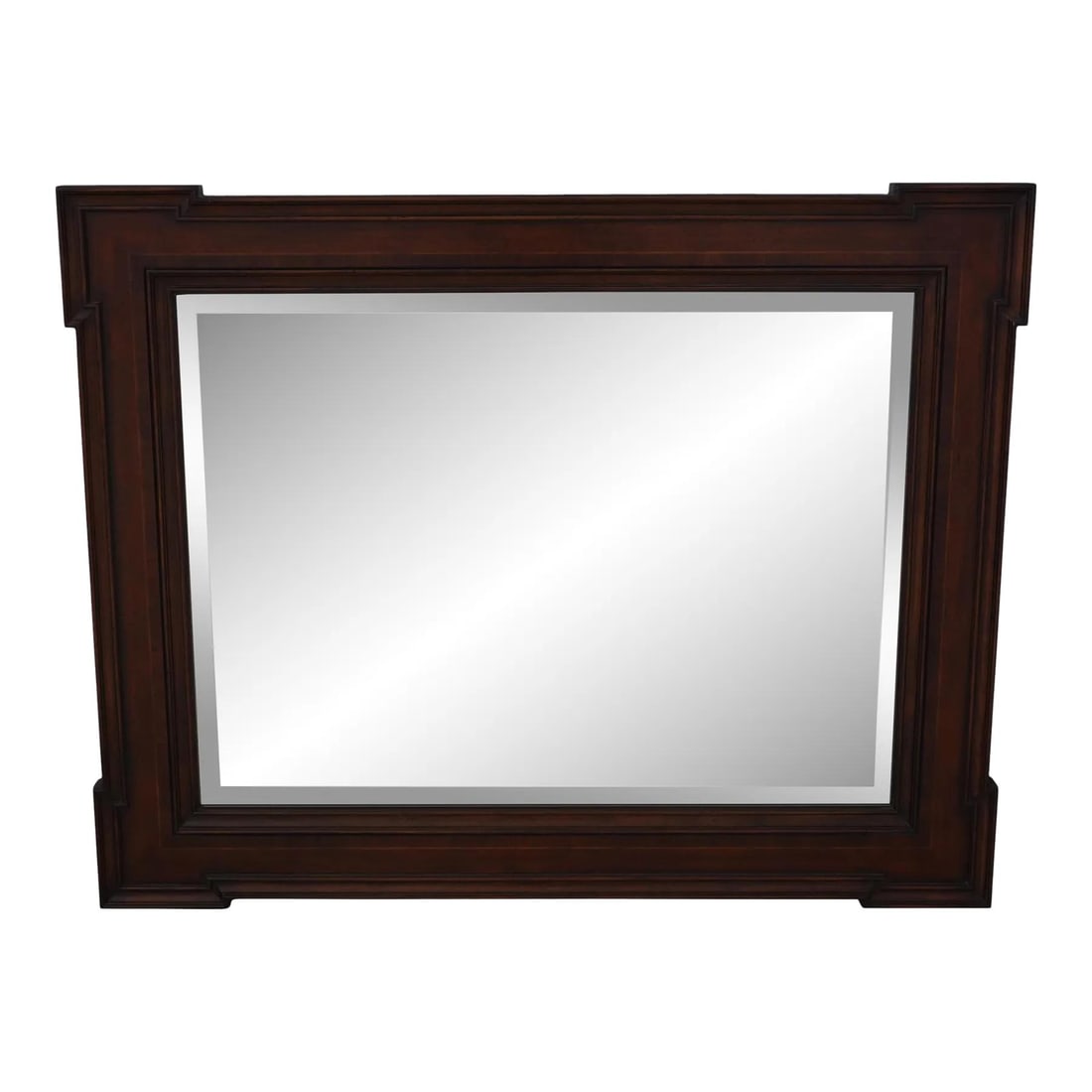 Thomasville Beveled Glass Mahogany Dresser Mirror 49.5x39.5 Traditional Style: Thomasville Beveled Glass Mahogany Dresser Mirror 49.5x39.5 Traditional Style This elegant Thomasville inlaid mahogany dresser mirror features a beautifully beveled glass surface, showcasing quality c