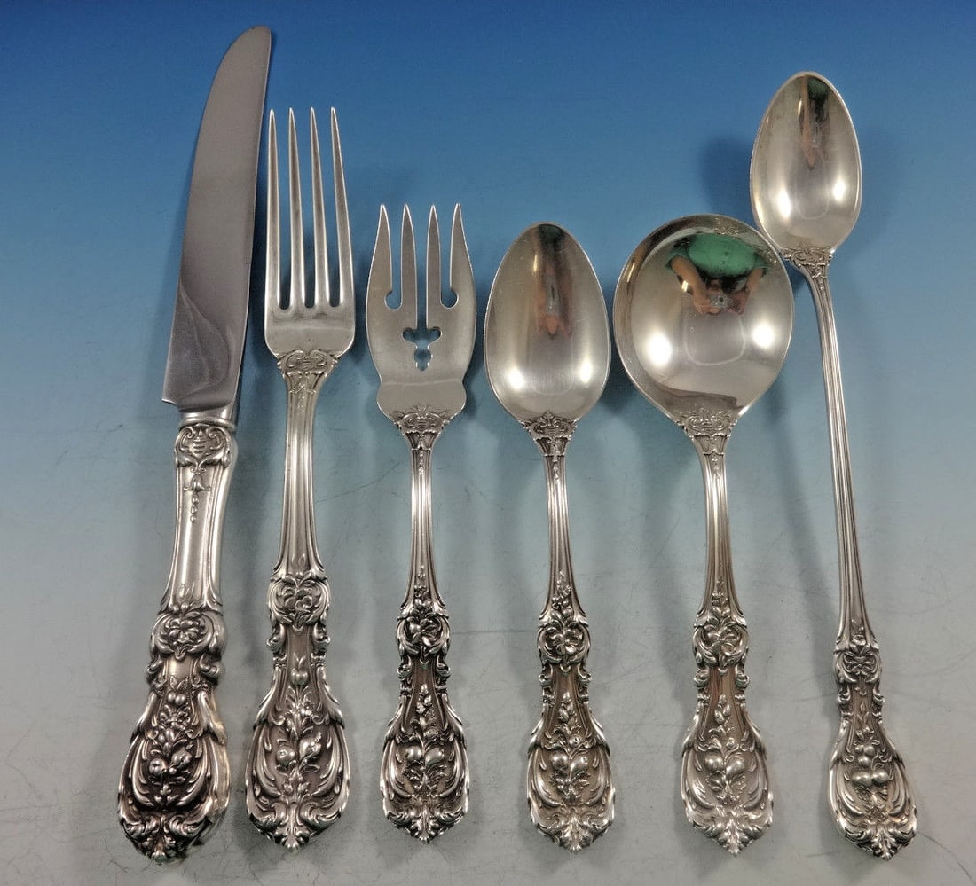 Reed & Barton Francis I Sterling Silver Flatware Set for 8 - 51 Pieces: Reed & Barton Francis I Sterling Silver Flatware Set for 8 - 51 Pieces Experience the elegance of the Francis I by Reed & Barton Sterling Silver Flatware Set, a timeless collection featuring 51 pieces