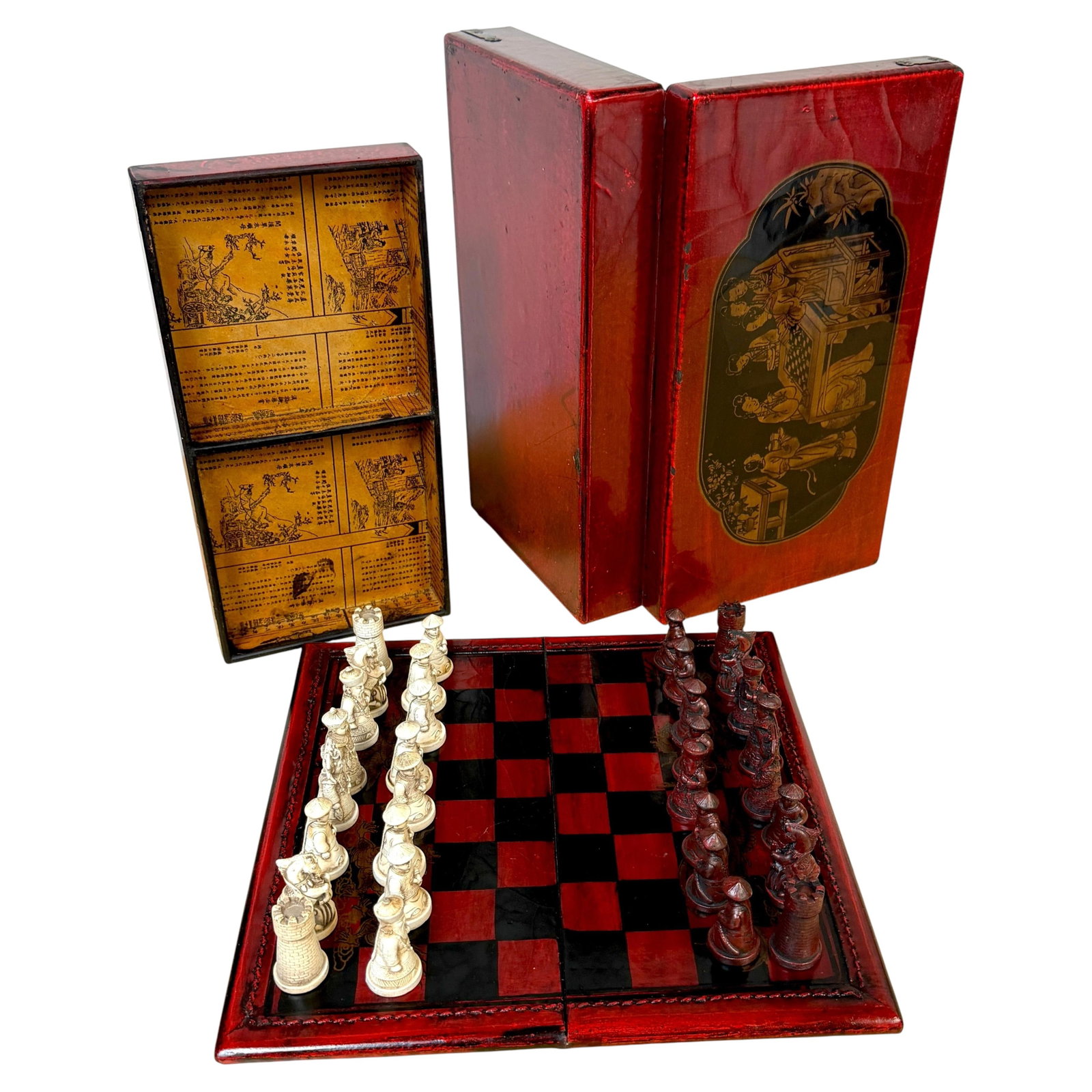 35 Piece Chinese Lacquer Travel Chess Set with Dragon Phoenix Board (1 of 18)