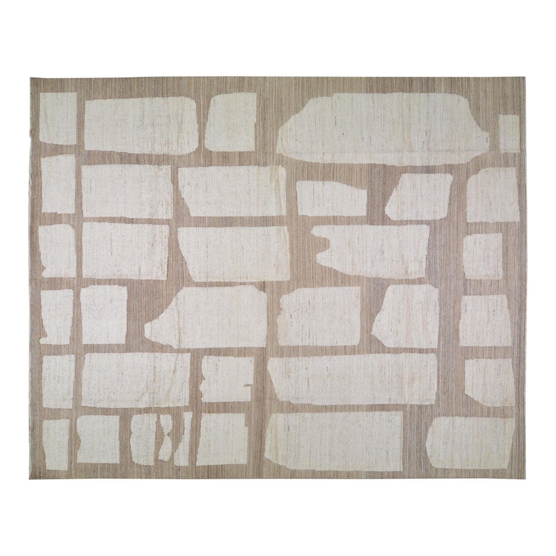 10'x14' Wool Area Rug Hand Knotted Moroccan Design: 10'x14' Wool Area Rug Hand Knotted Moroccan Design This Moroccan hand-knotted wool rug is crafted using traditional techniques, combining timeless artistry with a modern design sensibility. The rug fe