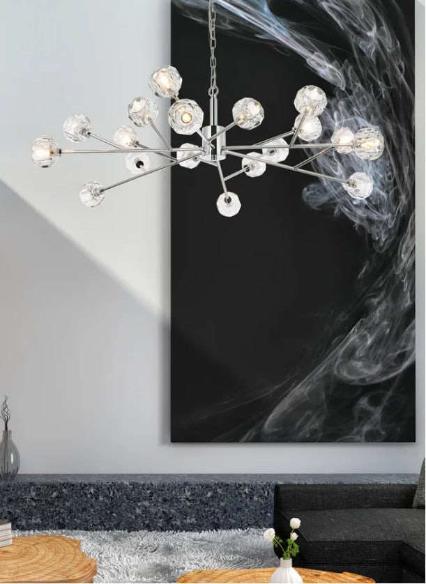 Graham 18-Light Chrome Crystal Sputnik Pendant 48 Inch (1 of 18)