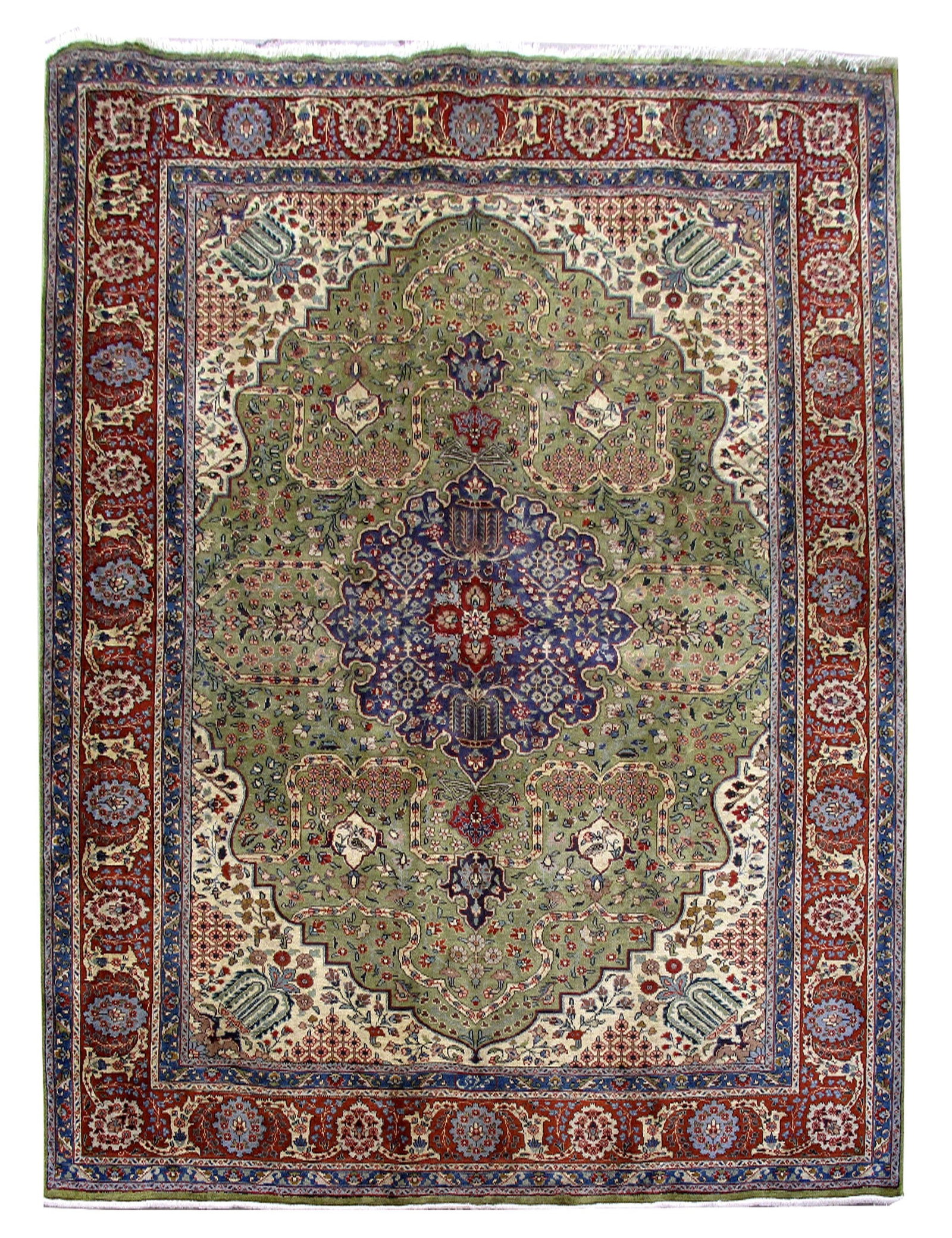 8' x 11' Handcrafted Military Green Persian Tabriz Rug: 8' x 11' Handcrafted Military Green Persian Tabriz Rug Free continental US Shipping Experience the elegance of this handcrafted Military Green Persian Tabriz Rug, skillfully woven by talented Persian 