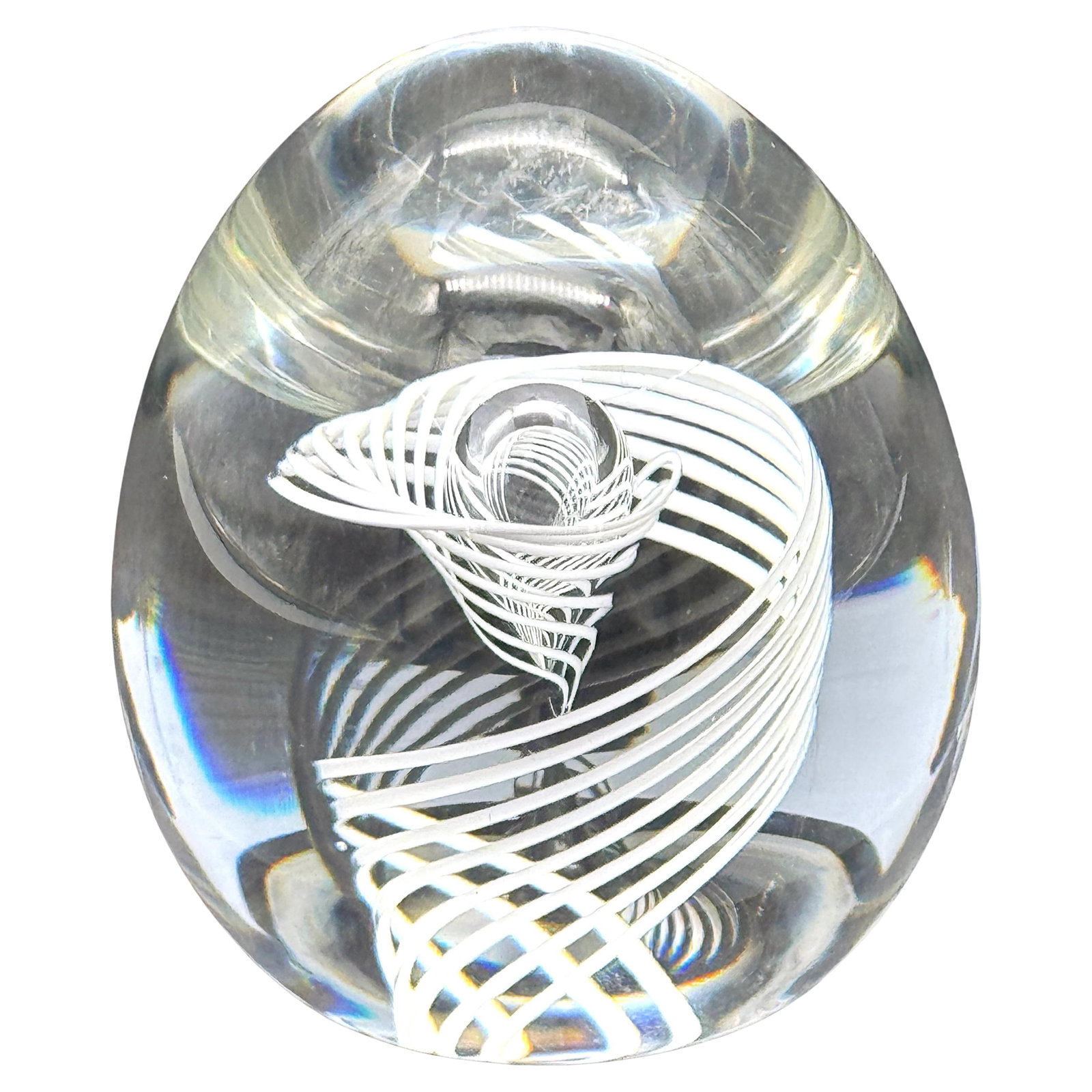 Signed Steuben Crystal Egg Paperweight by George Thompson 1970s (1 of 8)
