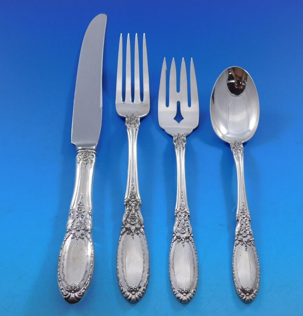 53 Piece Towle Old Mirror Sterling Silver Flatware Service for 12 (1 of 10)