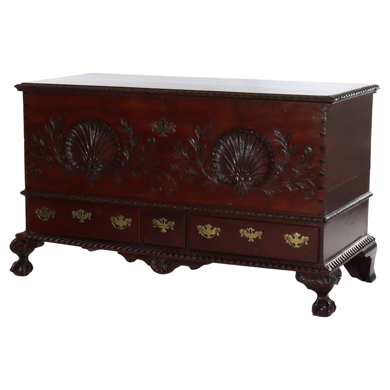 Late 19th Century Mahogany Chippendale Mule Chest with Three Drawers (1 of 18)