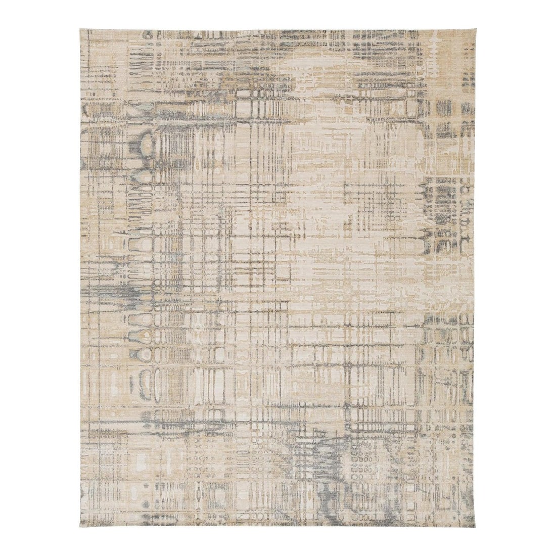 8' x 10' Hand-Loomed Abstract Grid Rug in Slate Gray (1 of 10)