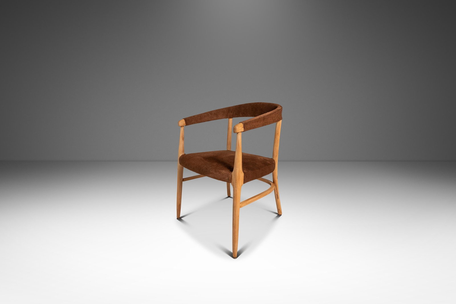1950s Maple Bentwood Armchair in Suede Manner of Lawrence Peabody (1 of 18)