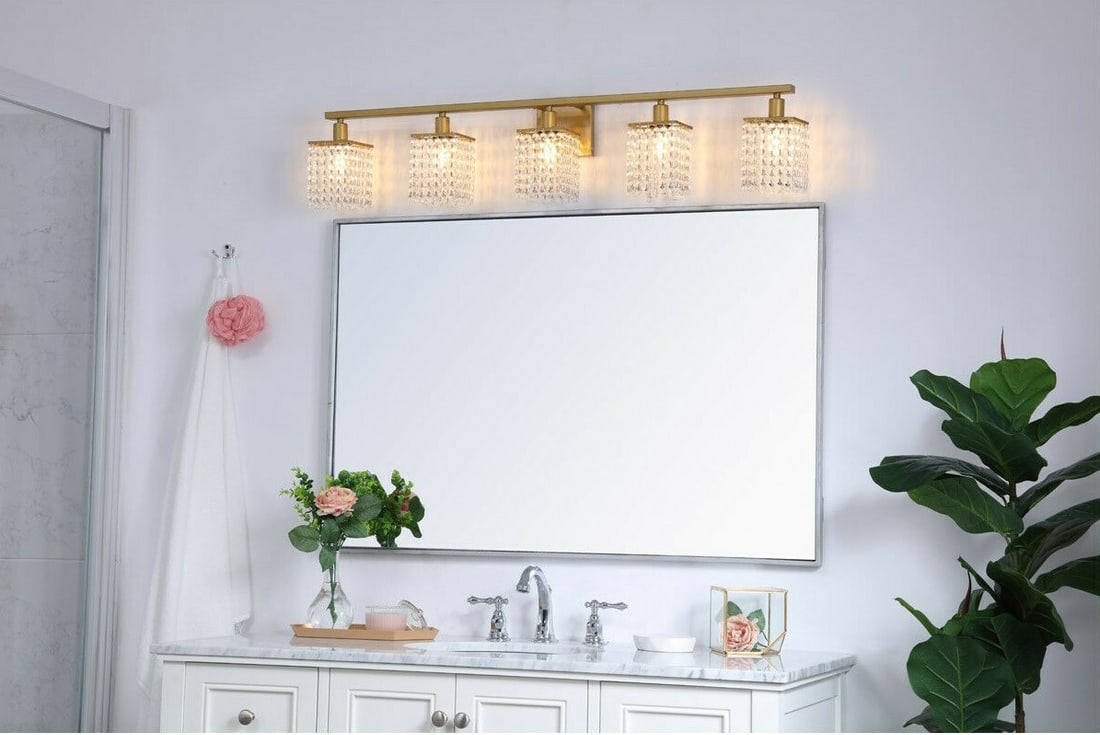 Phineas 42 inch 5 Light Brass Crystal Wall Sconce (1 of 12)