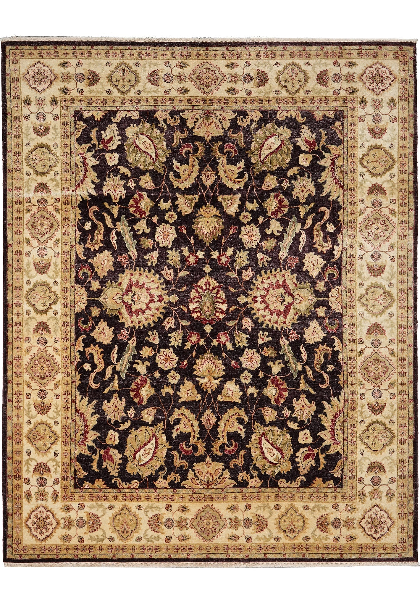 8 x 10 Chobi Peshawar Rug Hand Knotted Wool Dark Brown Black (1 of 13)