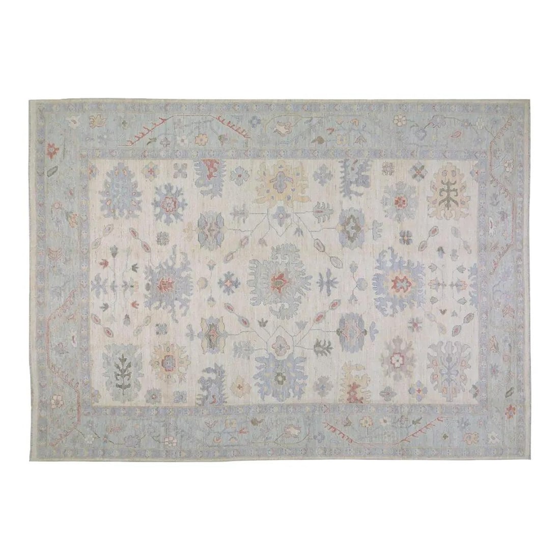 Hand-Knotted Wool Oushak Area Rug 8'2 x 10' Turkish Design: Hand-Knotted Wool Oushak Area Rug 8'2 x 10' Turkish Design This Turkish Oushak rug is hand-knotted from wool using traditional techniques, offering both durability and a rich, textured feel. Its versa