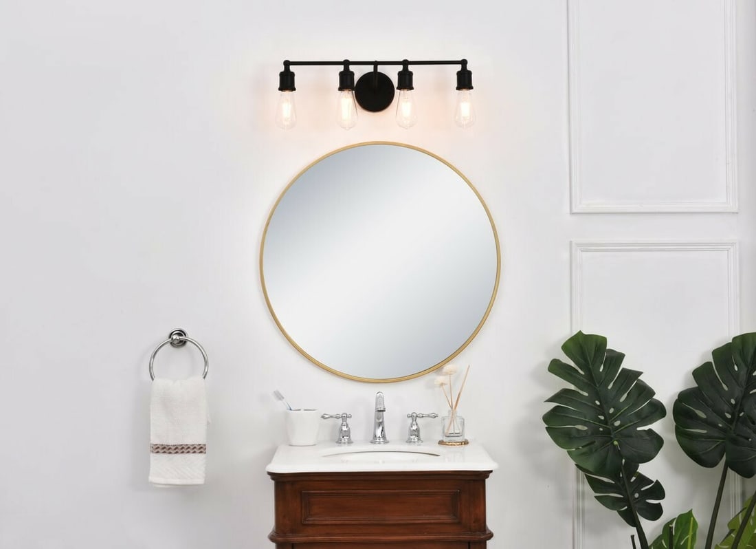 Serif 4-Light Black Metal Wall Sconce 22.1 in: Serif 4-Light Black Metal Wall Sconce 22.1 in Black industrial farmhouse wall sconce with a mid-century modern style and a black finish. It is a 4-light, hardwired indoor fixture made of metal, design