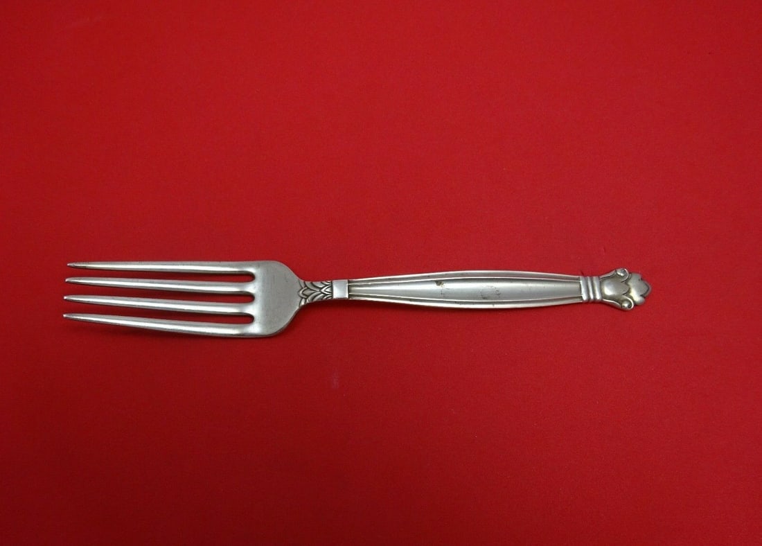 Sterling Silver Dinner Fork Manchester Copenhagen 7 1/2": Sterling Silver Dinner Fork Manchester Copenhagen 7 1/2" Sterling silver dinner fork in the Copenhagen pattern by Manchester. This pre-owned flatware piece measures 7 1/2 inches and is not