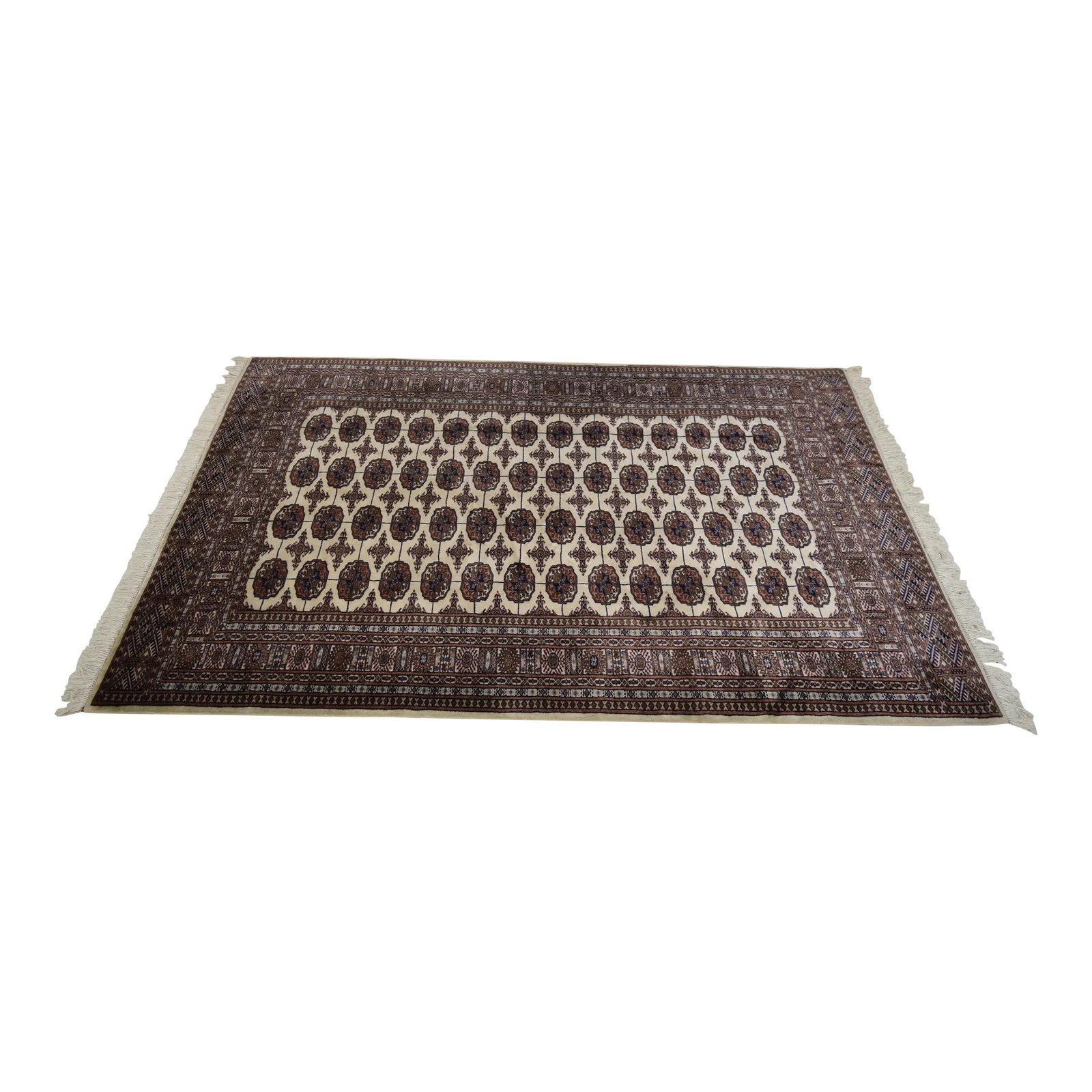 Vintage 100% Wool Hand-Woven Rug 74 x 117 Brown: Vintage 100% Wool Hand-Woven Rug 74 x 117 Brown This vintage hand-woven wool rug measures approximately 6x9 feet and boasts a luxurious 100% wool pile. With a high-quality construction, this thick-pil