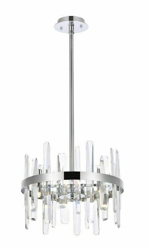 Serena 8-Light Chrome Crystal Chandelier 16 inch: Serena 8-Light Chrome Crystal Chandelier 16 inch This modern chandelier features eight lights and a high-quality chrome-plated finish, complemented by Royal Cut clear crystal accents. Designed for con