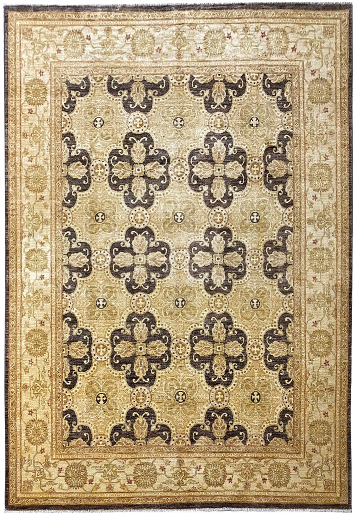 8' x 10' Ziglar Rug Chobi Peshawar Hand-Knotted Natural Wool: 8' x 10' Ziglar Rug Chobi Peshawar Hand-Knotted Natural Wool Free continental US Shipping Discover the elegance of the 8' x 10' Ziglar Rug, a masterful creation from the Chobi Peshawar collection. Thi
