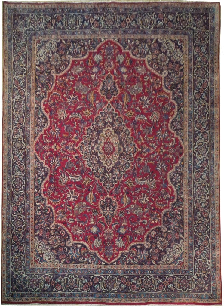 Authentic Persian Kashan Rug 9'6 x 13'2 Handmade Ivory Wool: Authentic Persian Kashan Rug 9'6 x 13'2 Handmade Ivory Wool Free continental US Shipping Experience the elegance of this authentic handmade Persian Kashan rug, expertly crafted by skilled artisans in 