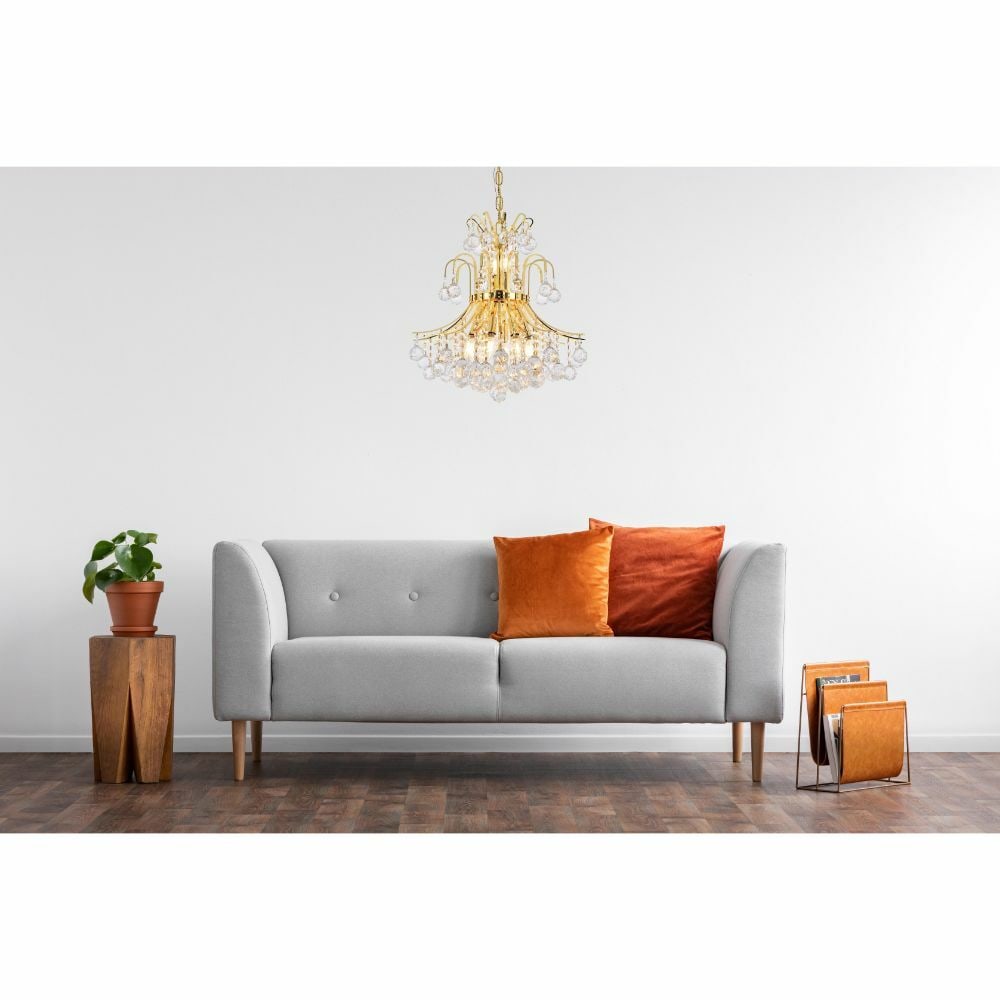 Toureg 11 Light Crystal Pendant Gold Plated 22 in: Toureg 11 Light Crystal Pendant Gold Plated 22 in This 11-light empire style chandelier features a gold plated finish with clear crystal and glass accents. It is a hardwired indoor pendant fixture wit