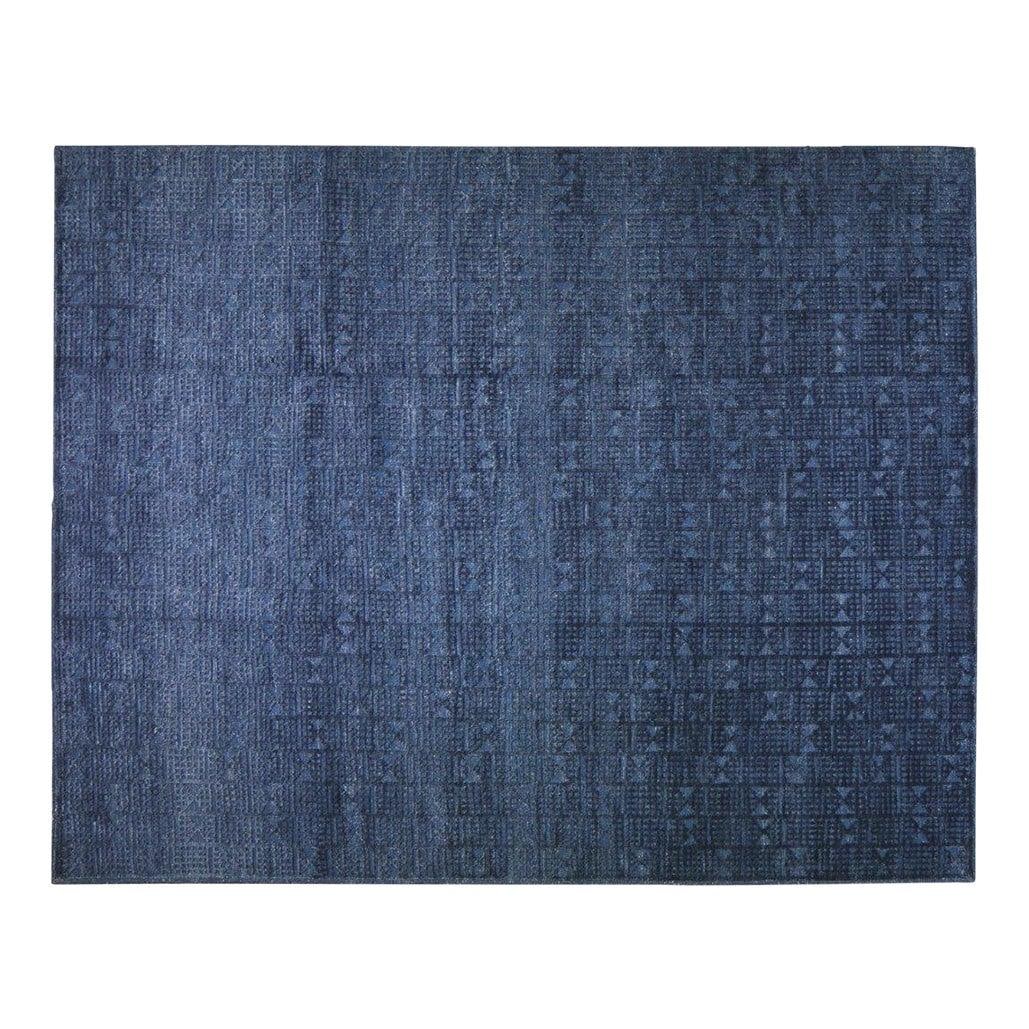 9'x12' Ink Blue Wool Rug Hand Knotted Moroccan Aleph Design: 9'x12' Ink Blue Wool Rug Hand Knotted Moroccan Aleph Design This hand-knotted wool rug is crafted using traditional Moroccan rug-making techniques, combining timeless craftsmanship with a modern desig