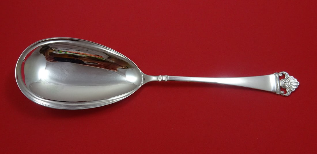 Robbe and Berking Rosenmuster Sterling Silver Rice Spoon 10 1/2 Germany (1 of 2)