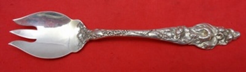 Reed and Barton Les Six Fleurs Sterling Silver Ice Cream Fork 5 1/4" (1 of 2)