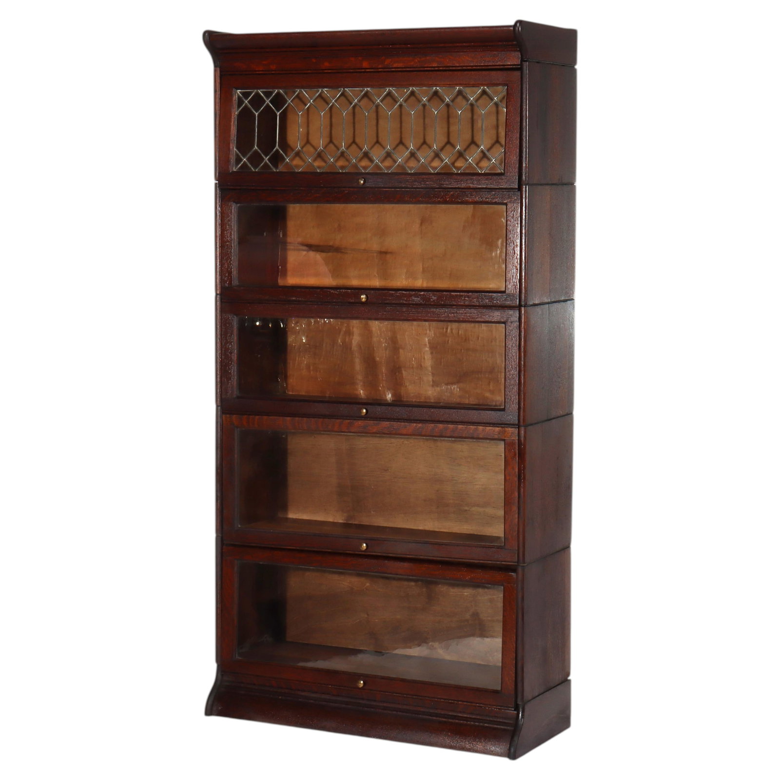 Oak 5 Stack Barrister Bookcase Leaded Glass Grand Rapids Arts Crafts c1910 (1 of 12)