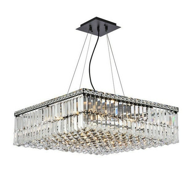 Maxime 12-Light Royal Cut Crystal Chandelier Black Silver 24 Inch: Maxime 12-Light Royal Cut Crystal Chandelier Black Silver 24 Inch This modern crystal chandelier features a striking black and silver finish with Royal Cut crystals, offering a sophisticated touch for