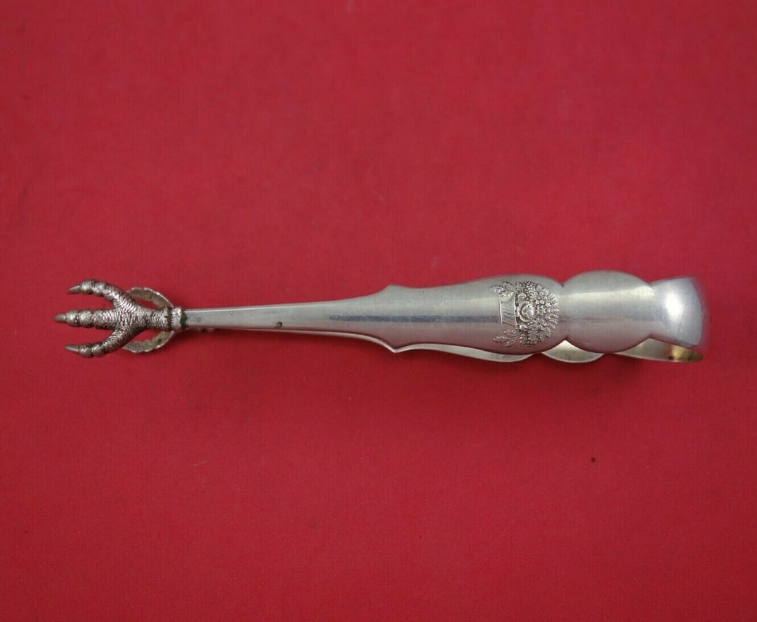 Newell Harding & Co Coin Silver Ice Tong 6.5" Basket of Flowers (1 of 2)