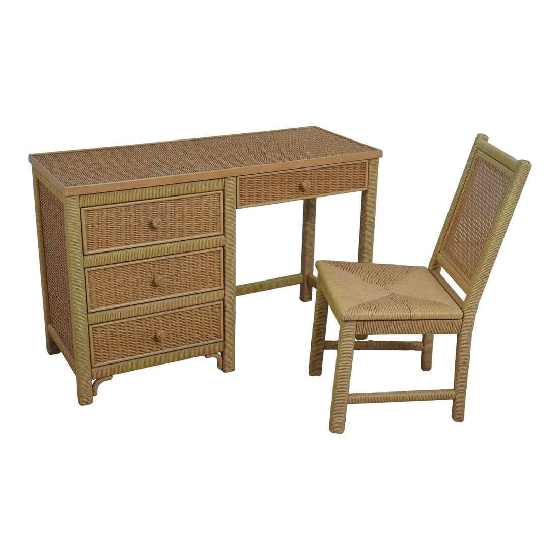 Wicker Writing Desk and Cane Back Chair Henry Link (1 of 10)