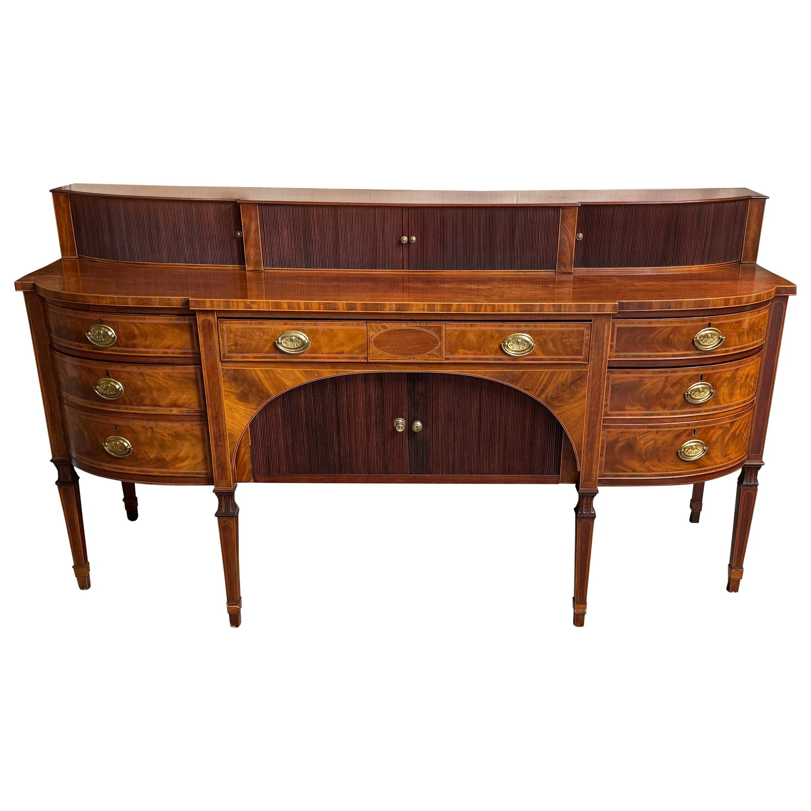 Late 19th Century English Mahogany and Satinwood Tambour Inlaid Sideboard (1 of 12)