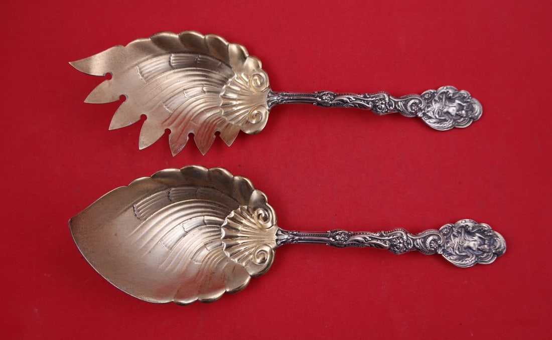 Gorham Versailles Sterling Silver Vegetable Server Gold Wash Shell 9 1/2 (1 of 2)