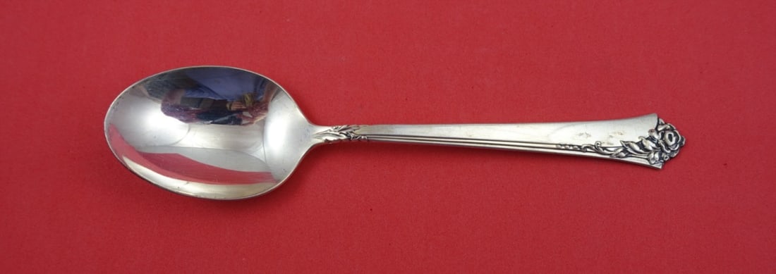 Sterling Silver Place Soup Spoon 6.5 Inch Damask Rose Pattern