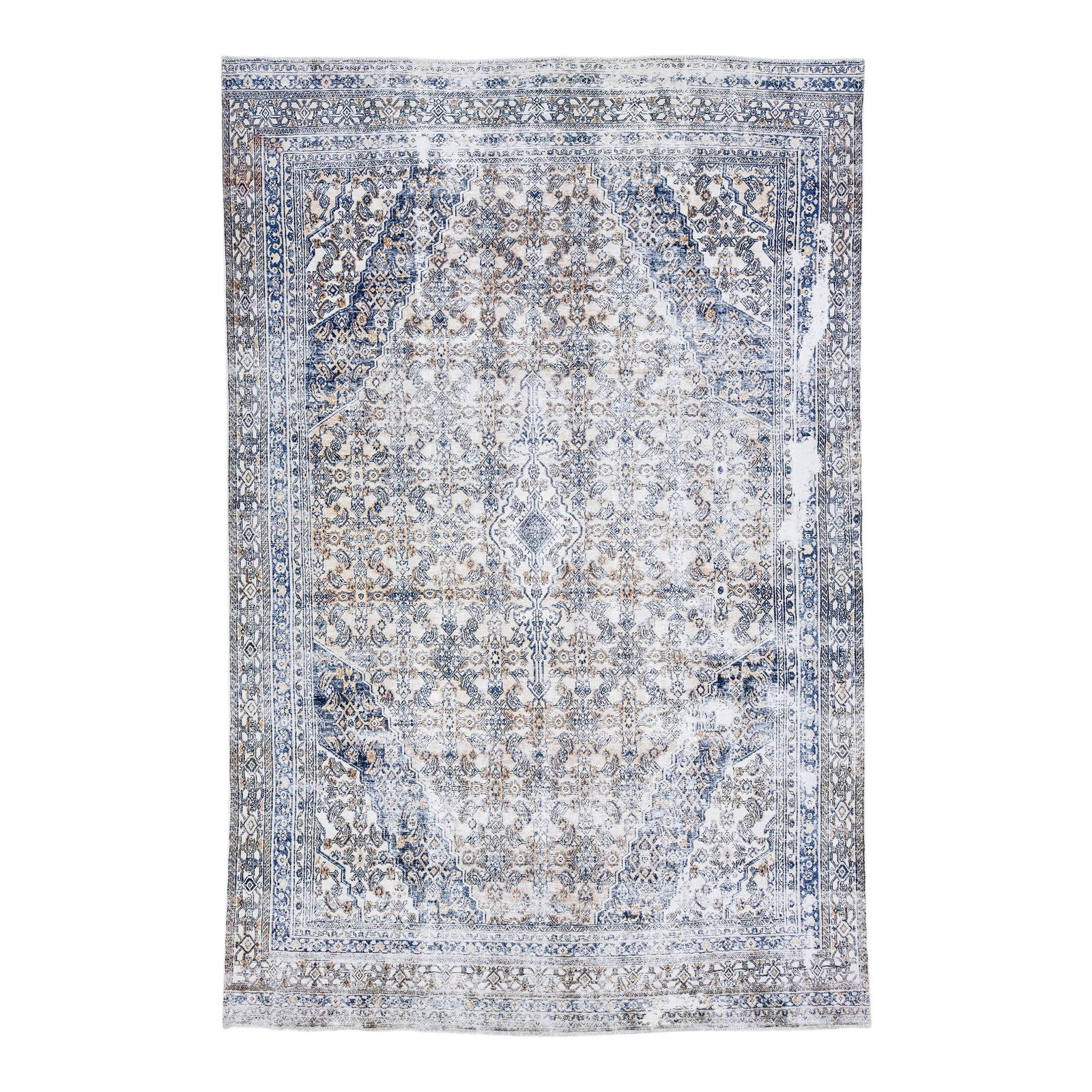 1960s Vintage Persian Malayer Handmade Wool Medallion Rug 9'2 x 14': 1960s Vintage Persian Malayer Handmade Wool Medallion Rug 9'2 x 14' This exquisite vintage Persian Malayer rug features a beautifully distressed hand-knotted design with a soft beige field complemente
