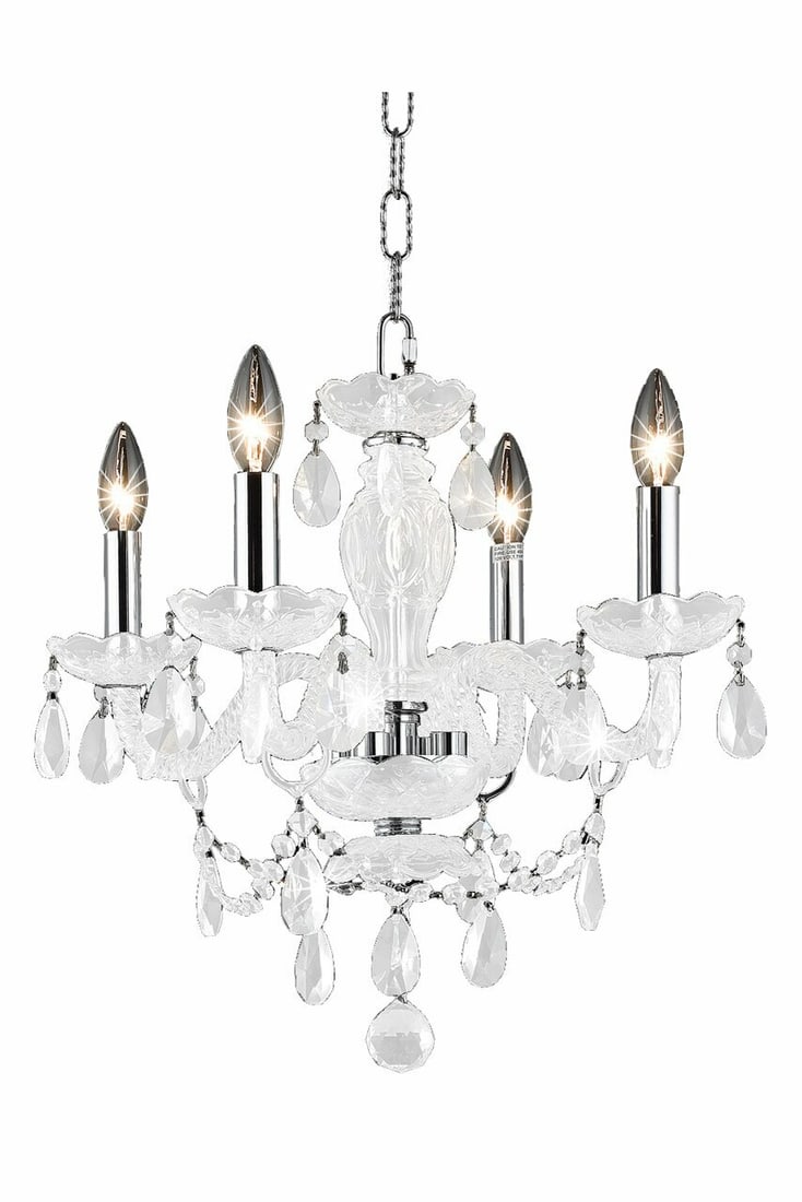 Princeton 4 Light White Crystal Pendant Ceiling Fixture (1 of 2)