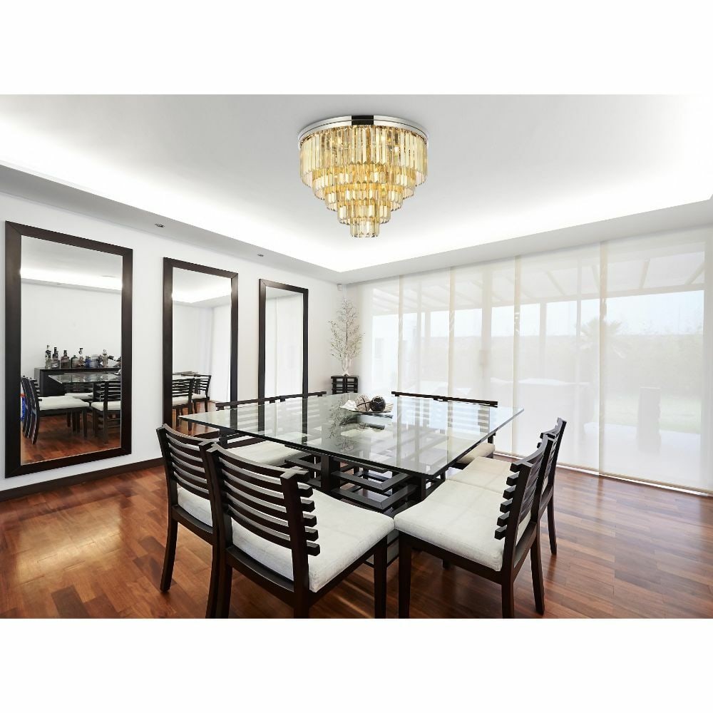 Sydney 17 Light Crystal Flush Mount Polished Nickel 32in
